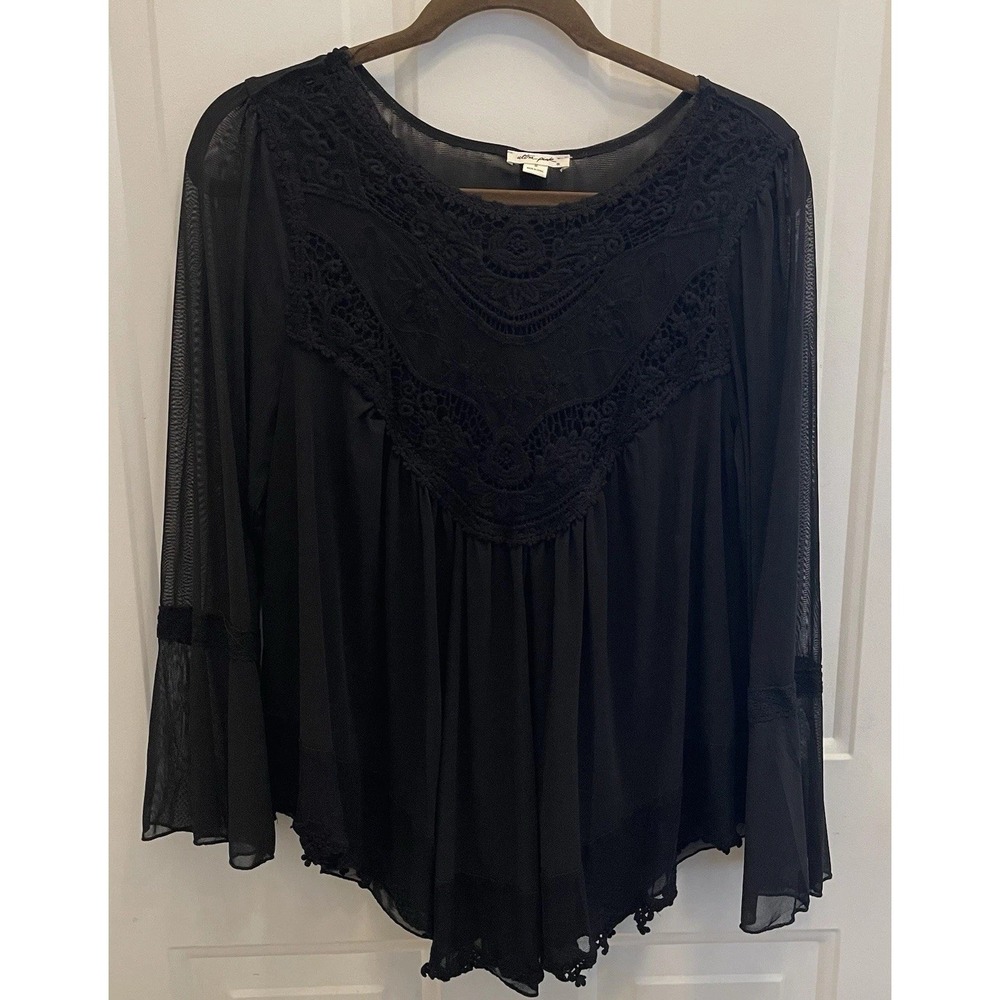 Ultra Pink Top Medium Black Fairy‎ Grunge Goth Whimsygoth Witchy Sheer Lace - Picture 2 of 11